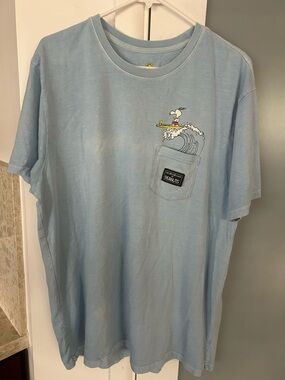 Quiksilver X Peanuts Snoopy Surf Distressed Blue Men's XL T-Shirt